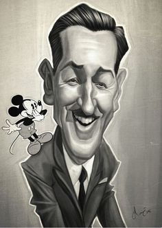 a caricature drawing of mickey mouse