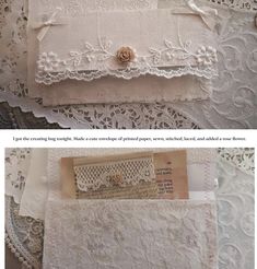 two pictures showing different types of white lace