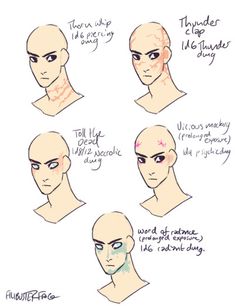 an image of different facial expressions on a person's face, including the head and neck