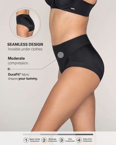 A classic firm compression panty. It's high waisted and especially designed for high coverage and maximum comfort. It's made of our trademark DuraFit® fabric; so soft, it'll feel like a second skin. It's double-layered to sculpt the tummy and back. Special cuts and seams on the back also give your butt a round and lifted effect. It also has seamless leg bands, making it invisible under your clothes. Shaper Panty, Compression Garment, Leg Bands, Legging Sport, Yoga Gym, Short Leggings, T Shirt Bra, Sport Running, Bike Shorts