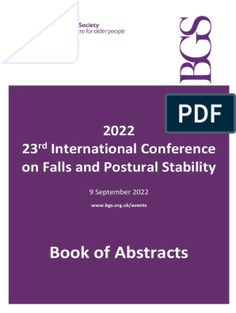 the book cover for 2012 international conference on falls and postural stability