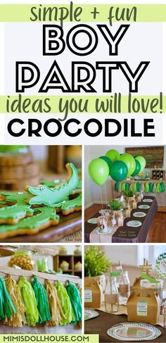 Amazing Crocodile Birthday Party Ideas + Supplies! Whether you are channeling your inner Peter Pan or just love the sharp teeth and green scales of a giant crocodile, these crocodile party ideas are sure to inspire! It's epic crocodile birthday party time. Are you ready to explore the swampy goodness? We are talking crocodile party decorations, food ideas and so much more! #crocodile #crocodileparty #crocodilepartyideas #partyideas #partydecorations #boyparty Crocodile Theme Party, Crocodile Hunter Birthday Party, Alligator Birthday Party Ideas, Lyle Lyle Crocodile Birthday Party, Crocodile Themed Birthday Party, Alligator Party Ideas, Crocodile Party Ideas, Crocodile Birthday Party, Croc Party