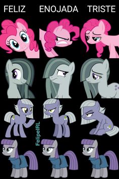 the pinkie pony has different facial expressions