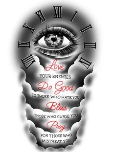 an eye with the words love, do good and pray for those who miss you