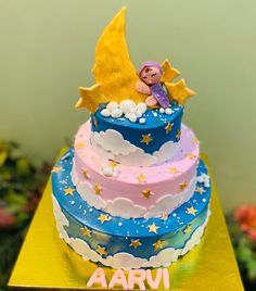 Baby On Moon Theme Cake Moon Theme Cake, Eggless Cake