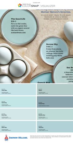 the color scheme is blue and gray with white eggs in it, as well as other colors