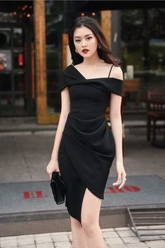 Black Tie Wedding Guest Dress, Robes Glamour, Black Dresses Classy, Korean Fashion Dress, Black Party Dresses, Classy Dress Outfits, Homecoming Dresses Short, Fashion Design Clothes, Classy Dress