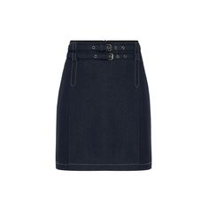 The Pleated Denim Navy Mini Skirt with Double Belt is a chic addition to your collection. Its playful pleats and stylish double belt detail make it a standout piece for any occasion. Pair it with a fitted top for a fashionable ensemble that exudes confidence. Material: 73% Polyester 22% Viscose 5% Elastane  Wash delicately at 30°C Chic High Waist Denim Blue Mini Skirt, Chic Spring Belted Denim Skirt, Chic Belted Denim Skirt For Spring, Chic Spring Denim Skirt With Belt, Chic Fitted Denim Skirt With Belt Loops, Chic Belted Denim Blue Bottoms, Denim Blue Mini Skirt With Belt Loops, Chic Denim Blue Workwear Skirt, Fitted Denim Skirt With Belt Loops In Denim Blue