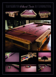 a pool table made out of pallets and some other things to make it look like an old pool table