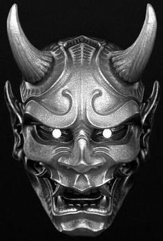 Kabuki Mask Tattoo, Oni Mask Tattoo Design Ideas, Mask Tattoos, Hannya Maske, Arte Ganesha, Japanese Hannya Mask, Japanese Demon Mask