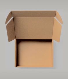 an open cardboard box on a gray background