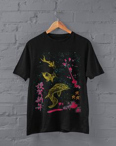 Harajuku Fish Cyberpunk Shirt Printed on a super soft, cotton tee Dispatched in 5 working days or sooner Unisex Free UK delivery Material: 100% ringspun cotton. Chest (to fit): S  34/36   M  38   L  40/42   XL  44/46   XXL  48/50 ECO-FRIENDLY Each garment is made to order, reducing extra material and energy that would be otherwise wasted We use DTG printing process which is easier on the environment than screen-printing Our ink is bright and also eco-friendly. Do not tumble dry. Wash at 30 degre Black Grunge Top With Custom Print, Grunge Tops With Custom Print, Grunge Black Shirt With Sublimation Print, Black Custom Print Punk Top, Black Punk Top With Custom Print, Black T-shirt With Sublimation Print For Alternative Fashion, Alternative Cotton T-shirt, Multicolor Screen Print Grunge T-shirt, Harajuku Style Cotton T-shirt For Alternative Fashion