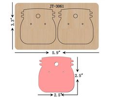 a wooden cutting board with two pieces of bread on it and measurements for each piece