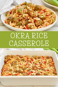 an image of a casserole dish with rice and vegetables in the bottom photo