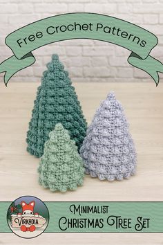 FREE crochet patterns available NOW! |🌲 Minimalist Crochet Christmas Tree Set 🌲| The warm glow of twinkling lights, the scent of freshly baked cookies filling the room, and the joyous laughter shared with loved ones during this magical time of year — add the perfect homemade touch to any winter decor with this free crochet pattern! Minimalist Crochet, Christmas Tree Crochet, Bubble Christmas, Crochet Christmas Trees Pattern, Tree Crochet, Crochet Christmas Tree, Christmas Crochet Patterns Free, Crocheted Christmas