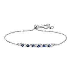 Created Blue and White Sapphire 8 Bracelet in Sterling Silver Shimmer And Shine, Shimmer N Shine, Sapphire Gemstone, White Sapphire, Buying Jewelry, Bar Design, Adjustable Bracelet, Womens Jewelry Bracelets, Blue Sapphire