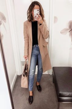 Work Outfit Office, Fall Fashion Coats, Loafers Outfit, Winter Outfits For Work, Coat Outfits, Outfits Casual