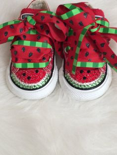 Converse Blinged with Swarovski Crystals Watermelon Shoes Watermelon Shoes, Custom Baby Shoes, Bling Baby Shoes, Bling Nike Shoes, Birthday Shoes, Baby Pink Shoes, Bedazzled Shoes, Diamond Shoes, Christening Shoes