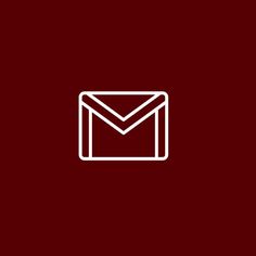 an email envelope on a red background with the letter m in the bottom right corner