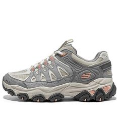 (WMNS) Skechers DLites Training Shoes 'Grey Beige Orange' 180172-NTGY Gray Sneakers With Cushioned Footbed For Walking, Gray Cushioned Sneakers For Walking, Gray Fade-resistant Walking Shoes, Gray Lace-up Walking Shoes For Light Sports, Gray Walking Shoes With Laces For Light Sports, Gray Round Toe Sneakers For Outdoor Activities, Gray Sneakers For Outdoor Activities, Gray Round Toe Sneakers For Walking, Gray Walking Shoes For Light Sports