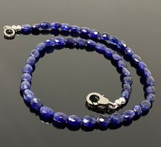 17” Genuine Blue Sapphire Necklace with Pave Diamond Clasp, Natural Blue Sapphire Necklace, AAA Grade, Gifts for Her Chain Bracelet Diy, Dainty Gemstone Necklace, Blue Sapphire Necklace, San Ramon, Gemstone Beads Jewelry, Jewelry Diy Bracelets, Pave Pendant, Gemstone Cabochons, Sapphire Necklace