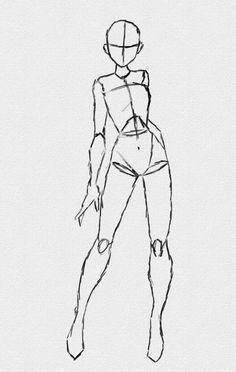 a black and white drawing of a female figure