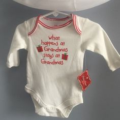 Baby's First Christmas, Holiday Long Sleeve Onesie With Snap Bottom Closure, Cotton Material, New With Tags And In Perfect Condition. Holiday Onesies, Baby's First Christmas, Long Sleeve Onesie, Holidays With Kids, Babies First Christmas, Creepers, First Christmas, Cotton Material, Onesies