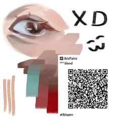 a close up of a person's eye with qr code in the background