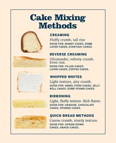 a poster with different types of cake mixes