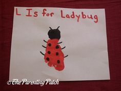 a ladybug handprinted on a piece of paper with the words it's for ladybug