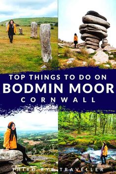 the cover of top things to do on bodmn moor cornwalll, with images of people walking and standing