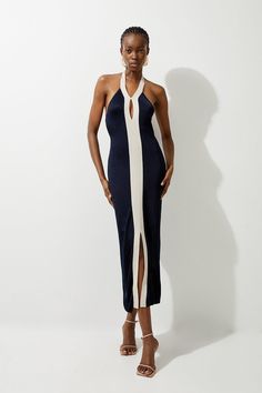 Elevate Your Occasion Wear Collection With Our Midi Dress, With A Bodycon Fitting Bodice Which Flows Into A Straight Hanging Skirt, A Halter Neckline Which Elevates The Formality, A Dramatic Leg Split, And A Statement Keyhole Accent At The Bust. Style It With Strappy Heels For An Occasion Look That Is Guaranteed To Turn Heads Wherever You Step. Slinky Mirrored Floral Jacquard Knit Dress High Quality Knit Fabric Figure Hugging Fit Formal, Halter Neckline Keyhole Accent In Bust Statement Low Back Hen Do Outfits, Workwear Capsule Wardrobe, Petite Midi Dress, Plus Size Workwear, Latest Maxi Dresses, Outfits For Mexico, Spring Wedding Guest Dress, Petite Business Casual, Ibiza Outfits