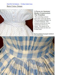 1860s Cotton Dress, Dress Construction, Antique Dress, Sewing Design, Historical Costume