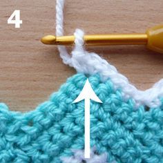 the crochet stitch is being worked on