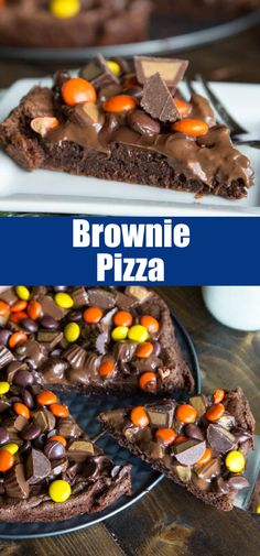 this brownie pizza is loaded with candy and chocolate