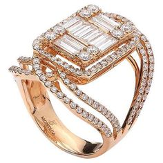 Pink Gold Ring, Pink Gold Rings, Bling Ideas, Diamond Bracelet Design, Bracelet Design, Baguette Cut Diamond, Baguette Cut, Baguette Diamond, Gold Set