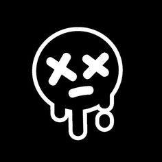 a black and white skull with two crosses on it's head, against a dark background