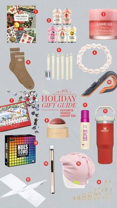 the holiday gift guide is organized and ready to be used for someone's christmas gifts