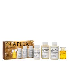 This perfectly giftable routine of four OLAPLEX® top sellers will keep any hair type shining with health. Includes a full-sized, shine-boosting OLAPLEX Nº.7 and a starter-sized Nº.3, the iconic repair treatment powered by the complete bond builder for immediately stronger, visibly healthier hair.Holiday Set includes: Olaplex Nº.3 Hair Perfector™ 50ml (travel size) Olaplex Nº.4 Bond Maintenance® Shampoo 100ml (travel size) Olaplex Nº.5 Bond Maintenance® Conditioner 100ml (travel size) Olaplex Nº.7 Bonding Oil 30ml (full size) KEY BENEFITS Reverse hair damage and strengthen Visibly healthier hair every wash Adds shine and heat protection Study Results - 90% smoother, better detangling, more conditioned (N° 3 + N°.4 + N°5) - Reverses hair damage in as little as 3 minutes (N°.3) - Reduces brea Olaplex Products, Olaplex No 3, Bonding Oil, Olaplex Shampoo, Wishlist 2024, Hair Damage, Organic Cleaning Products, Healthier Hair, Holiday Set