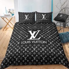 louis vuitton bedding set with black and white pattern