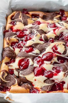 Cherry Cheesecake Brownies Chocolate Cherry Bars, Wife Duties, Valentines 2024, Dessert Squares, Cookie Dough Cake, Cherry Bars, Cheese Brownies, Cheesecake Brownie, Sour Cherries