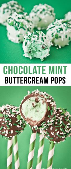 chocolate mint buttercream pops are the perfect treat for st patrick's day