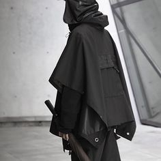 Introducing the Urban Ninja Cloak Jacket - Your Ultimate Unisex Techwear Choice for Cyberpunk Style! Elevate your fashion game with the Urban Ninja Cloak Jacket, a masterpiece that seamlessly blends techwear aesthetics with cyberpunk vibes. Crafted with meticulous attention to detail, this black marvel is more than just a jacket; it's a statement of your unique style. Constructed from high-quality polyester material, it boasts not only an eye-catching appearance but also impressive durability to withstand the demands of modern urban living. Unisize - Chest: 115 cm (45.3 inches); Length: 75 cm (29.5 inches); Designed to be more than just fashionable, the Urban Ninja Cloak Jacket is built for functionality. Its waterproof feature ensures that you remain stylishly shielded from the elements, Ninja Aesthetic Black, Cybertech Outfits, Cyberpunk Black Windbreaker For Streetwear, Black Cyberpunk Windbreaker For Streetwear, Cyberpunk Outerwear With Detachable Hood For Streetwear, Cyberpunk Black Streetwear Outerwear, Black Cyberpunk Outerwear For Streetwear, Futuristic Black Outerwear For Streetwear, Urban Outerwear For Fall Cosplay