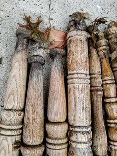 an assortment of old wooden balconies on the ground