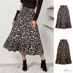 Elluis - Sophisticated High-Waist Pleated Midi Skirt in Exquisite Floral Animal Print, Infused with Elegance Pleated Midi Skirt, Types Of Skirts, Midi Skirt, Animal Print, High Waist, High Waisted, Skirt, Floral