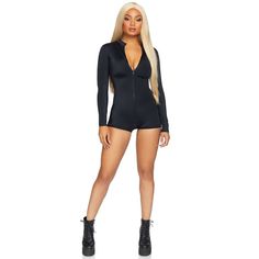 Brand New In Original Packaging, Never Opened/Worn Black Long Sleeve Bodysuit With Zipper Closure, Black Long Sleeve Bodysuit With Zipper, Black Stretch Jumpsuits And Rompers With Zipper Closure, Black Stretch Jumpsuits And Rompers With Zipper, Black Bodysuit With Zipper Closure, Black Jumpsuit With Zipper For Night Out, Black Jumpsuit For Night Out With Zipper, Black Jumpsuit For Night Out, Black Bodysuit With Zipper For Party