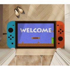 a video game screen with the words welcome on it