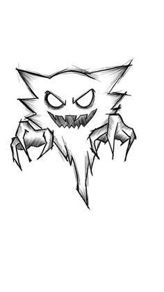 a drawing of an evil face with claws