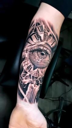 a person with a tattoo on their arm and an eye in the middle of it