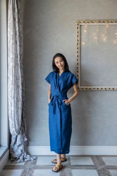 Wrap Dress Summer, Linen Wrap Dress, Japanese Clothing, Japanese Dress, Summer Linen Dresses, Dress Linen, Summer Linen, Love Clothing, Body Love